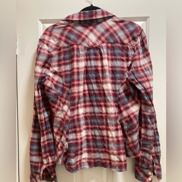 Lucky Brand Women's Plaid Button-Up Shirt Red Long Sleeve country Size XL - Picture 7 of 10